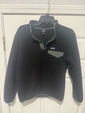 Patagonia Black Fleece Snap Pullover with Gray Trim